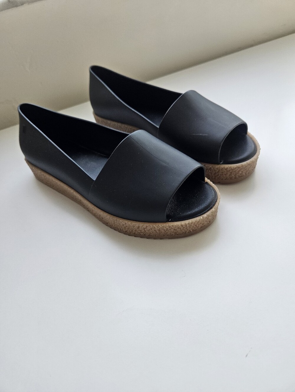 Melissa Black Open Toe Flatform PVC Shoes - Picture 9 of 13